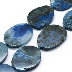 Ocean Jasper Natural Ocean Jasper Beads Strands, Oval, Dyed, 42~57x32~47x6~7mm, Hole: 2mm, about 7~8pcs/strand, 16.1~16.14 inch(40.9~41cm)