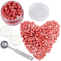 Лосось Наборы печатей и штампов, с частичками сургуча для ретро печатью, Ложка из нержавеющей стали, свеча, salmon, 9x5 мм