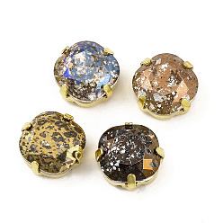 Золотой Шить на горный хрусталь, многожильные звенья из стекла, хрусталя и стразов, с настройками латуни, аксессуары для одежды, граненые, квадратный, золотые, 11x11x5.5 мм, отверстие : 0.8 мм