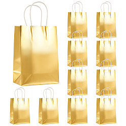 Золотистый Прямоугольные подарочные пакеты с лазерной печатью, портативный пакет из крафт-бумаги, с бумажными ручками, золотые, 28.95 см, развернуть: 21.25x15.2x8.2 см