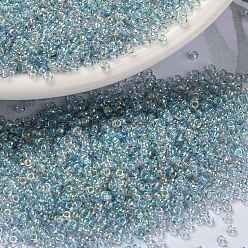(RR2443) Transparent Light Marine Blue Gold Luster MIYUKI Round Rocailles Beads, Japanese Seed Beads, (RR2443) Transparent Light Marine Blue Gold Luster, 15/0, 1.5mm, Hole: 0.7mm, about 5555pcs/bottle, 10g/bottle