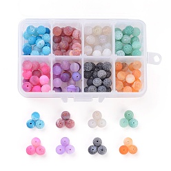 Mixed Color Natural Weathered Agate Beads, Dyed, Frosted, Round, Mixed Color, 8mm, Hole: 1mm, 8colors, 20pcs/color, 160pcs/box