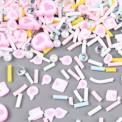 (52) Непрозрачная лаванда Ручной полимерной глины кабошонов, с пластиковым, День святого Валентина, разнообразные, разноцветные, 3~11x1~9x0.3~6 мм