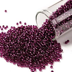 (2226) Silver Lined Dark Fuchsia Круглые бусины toho, японский бисер, (2226) тёмная фуксия с серебряной подкладкой, 11/0, 2.2 мм, отверстие : 0.8 мм, о 1110шт / бутылка, 10 г / бутылка
