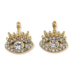 Золотой 304 подвески из микро-паве из нержавеющей стали с фианитами, злые глаза, золотые, 11x10x2 мм, отверстие : 1.2 мм