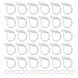 Нержавеющая Сталь Цвет 40шт. 201 фурнитура для серег с застежкой-молнией из нержавеющей стали, с горизонтальными петлями и 60шт 304 открытыми соединительными кольцами из нержавеющей стали, цвет нержавеющей стали, 15x10x1.5 мм, отверстие : 1.5 мм