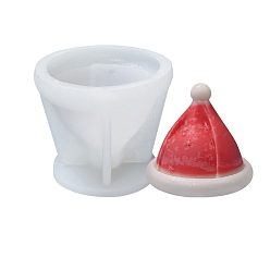 White 3D Christmas Hat DIY Candle Silicone Molds, For Scented Candle Making, White, 8.8x7.5cm, Inner Diameter: 8x7cm