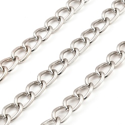 Платина Оксидированные алюминиевые бордюрные цепи, несварные, с катушкой, платина, 10x6x1.4 мм, около 131.23 футов (40 м) / рулон