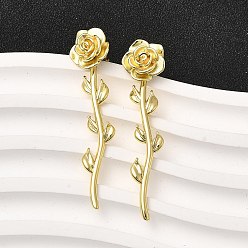 Настоящее золото 18K Серьги-гвоздики в виде цветка из латуни, стойки покрытие, долговечный, без кадмия и без свинца, реальный 18 k позолоченный, 51x12.5 мм