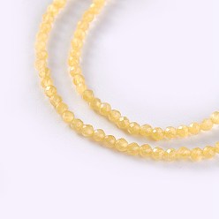 Gold Glass Beads Strands, Faceted, Round, Gold, 2x2mm, Hole: 0.4mm, about 193~197pcs/strand, 14.17 inch~15.51 inch(36~39.4cm)