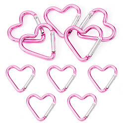 Бледно-Розовый 5пружинные кольца из цинкового сплава, сердце, розовый жемчуг, 43.2x42 мм