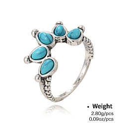 Arch Alloy Resin Finger Rings, Antique Silver, Arch, 18mm