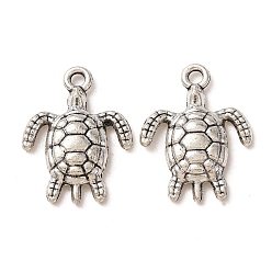 Argent Antique Pendentifs en alliage de style tibétain, charmes de tortue, argent antique, 23x17.5x3.5mm, Trou: 2mm, environ667 pcs / 1000 g