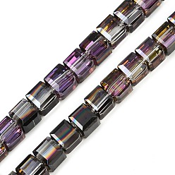 Черный Стеклянные бусины с гальваническим покрытием , Cude, граненые, с черным покрытием, чёрные, 5~6x5.5~6x5.5~6 мм, отверстие : 1.2 мм, около 95~98 шт / нитка, 20.07~20.86 дюйм (51~53 см)