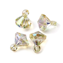 Yellow Green UV Plating Acrylic Pendants, Diamond, Yellow Green, 21x12mm, Hole: 3.2mm