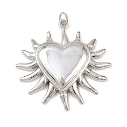 Платина Латунные подвески, сердце, долговечный, без свинца и без кадмия, стойки покрытие, с целью перехода в кольце, платина, 35x34.5x4.5 мм, отверстие : 3.3 мм