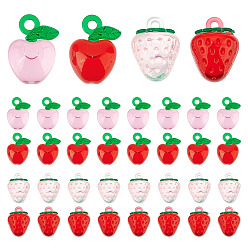 (52) Непрозрачная лаванда 36 шт 4 стили прозрачные акриловые подвески, клубника и яблоко, разноцветные, 18~19x13.5 мм, отверстие : 1.6 мм, 9 шт / стиль