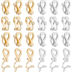 Mixed Color 304 Stainless Steel Clip-on Earring Findings, Mixed Color, 12x6x8.5mm, Hole: 1mm, 2colors, 10pcs/color, 20pcs/box