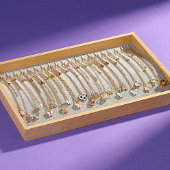 Серый Бамбуковый поднос для органайзера для ожерелья, с бантиком, прямоугольные, серые, 35.5x24.5x3 см