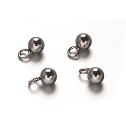 Нержавеющая Сталь Цвет Круглые 304 из нержавеющей стали прелести, цвет нержавеющей стали, 7x4 мм, отверстие : 2 мм