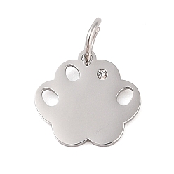 Нержавеющая Сталь Цвет 304 из нержавеющей стали горный хрусталь подвески, с целью перехода в кольце, лазерная резка, очарование отпечатка лапы, цвет нержавеющей стали, 21x16x1 мм, отверстие : 3 мм