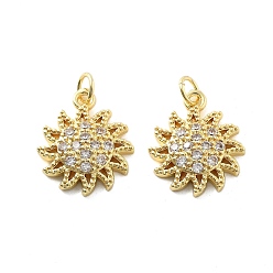 Солнце Латунные микро проложить кубического циркония подвески, без свинца и без кадмия, долговечный, стойки покрытие, реальный 18 k позолоченный, с целью перехода в кольце, солнце, 18x15x3.5 мм, отверстие : 3.5 мм