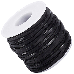 Черный 20 ярдов плоских кожаных шнуров, DIY веревка для изготовления ювелирных изделий ожерелье браслет, чёрные, 3x2 мм
