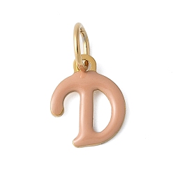 Letter D 304 из нержавеющей стали шармы эмали, с целью перехода в кольце, ионное покрытие (ip), золотые, Буква D, 11.5x9x1 мм, Перейти кольцо: 6x0.8 мм, 4.5 мм внутренним диаметром