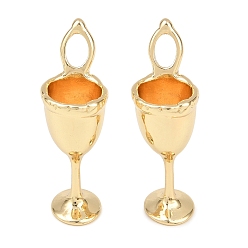 Golden Alloy Pendants, Wine Glass Charms, Rack Plating, Cadmium Free & Lead Free, Golden, 33x19x12mm, Hole: 6X4mm