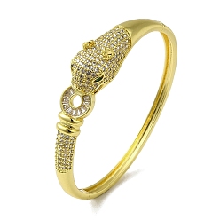 Настоящее золото 18K Женский браслет на шарнире с леопардовым принтом из латуни и прозрачного зеленого фианита, реальный 18 k позолоченный, внутренний диаметр: 2-1/8x2-1/4 дюйм (5.25x5.65 см)