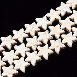 Белый Подвески, синтетические бирюзовые, звезда, белые, 15x14x6 мм, Отверстие : 1.5 мм, около 33 шт / нитка