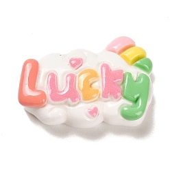 Слово Кабошоны Lucky Decoden из непрозрачной смолы, розовые, слово, 16.5x24x6 мм