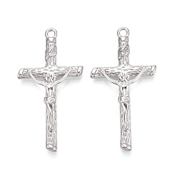 Нержавеющая Сталь Цвет 304 из нержавеющей стали большие кулоны, распятие, цвет нержавеющей стали, 58x29.5~30x7 мм, отверстие : 3 мм