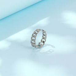 Нержавеющая Сталь Цвет Не тускнеет 304 открытое кольцо-манжета из нержавеющей стали, форма бордюрных цепей, цвет нержавеющей стали, размер США 7 1/2 (17.7 мм)