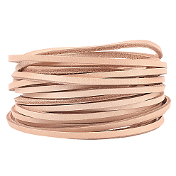 Цвет Древесины 5 плоские шнуры из коровьей кожи, для diy craft, плоский, деревесиные, 3x2 мм, около 5.47 ярдов (5 м) / комплект