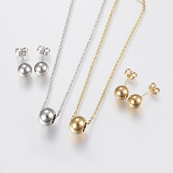 (52) Непрозрачная лаванда 304 нержавеющей стали ювелирных изделий, подвесные ожерелья и серьги, круглые, разноцветные, 17.71 дюйм (45 см), 19x8 мм, штифты : 0.8 мм