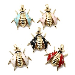 (52) Непрозрачная лаванда Латунные микро проложить кубического циркония подвески, коровка, с эмалью, долговечный, стойки покрытие, без свинца и без кадмия, разноцветные, 23x24x6 мм, отверстие : 4x2.5 мм