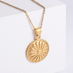 Золотой Винтажные готические панк-ожерелья из нержавеющей стали с подвесками в виде цветов для женщин и мужчин, золотые