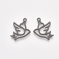 Черный Цвет Металла 201 подвески из нержавеющей стали, птица, металлический черный , 16x18x1 мм, отверстие : 1.4 мм