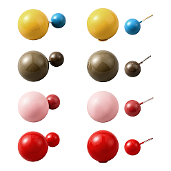 (52) Непрозрачная лаванда 4 пары 4 цветные пластиковые круглые серьги-гвоздики, мяч серьги, платина, разноцветные, 16 мм, 1 пара / цвет