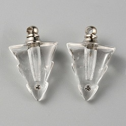 Прозрачный Подвески-медальоны в виде стеклянных бутылок, подвески для урны на память о волосах, треугольные, прозрачные, 23x15x8.5 мм, отверстие : 1.8 мм