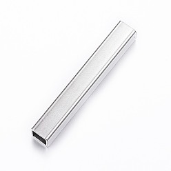 Stainless Steel Color Tarnish Resistant 304 Stainless Steel Tube Beads, Square Hole, Stainless Steel Color, 35x5mm, Hole: 4mm