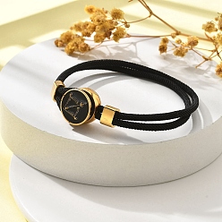 Стрелец Созвездие нейлоновые шнуры многорядные браслеты, двойная цепочка ювелирные изделия для женщин и мужчин, с золотой латунной фурнитурой и эмалевым шармом, чёрные, Стрелец, 8 дюйм (20.3 см)