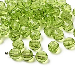 Желто-Зеленый К 9 стекло, имитация Австрийские кристаллические шарики, класс AAA, граненые, круглые, желто-зеленый, 6 мм, отверстие : 0.7~0.9 мм