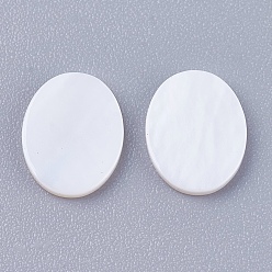 Snow Shell Cabochons, Oval, Snow, 10.5x8x1mm