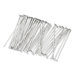 Platinum SHEGRACE Brass Flat Head Pins, Cadmium Free & Nickel Free & Lead Free, Platinum, 25x0.9mm, Head: 2mm, 19 Gauge, about 192pcs/bag