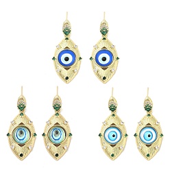 (52) Непрозрачная лаванда Серьги-гвоздики из латуни с микро-паве из прозрачного кубического циркония для женщин, без кадмия и без свинца, долговечный, злые глаза, реальный 18 k позолоченный, разноцветные, 44x20.5 мм