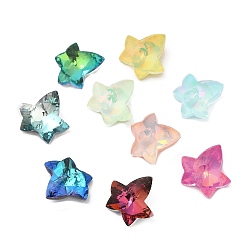 Mixed Color Pointed Back Glass Rhinestone Cabochons, Faceted, Maple Leaf, Mixed Color, 13x14x5mm