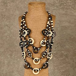 Кокосово-Коричневый Бохо стиль натуральный кокосовый бисер 3 многослойные ожерелья для женщин, кокосового коричневый, 30.71 дюйм (78 см)