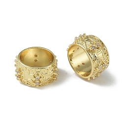 Настоящее золото 18K Стойки обшивки латунные бусины, бусины с большим отверстием, долговечный, без свинца и без кадмия, реальный 18 k позолоченный, 13.5x6.5 мм, отверстие : 9.5 мм